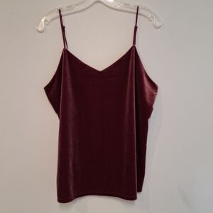 a new day Velvet Spaghetti Strap Cami - Burgundy Large Sexy Soft Tank Top